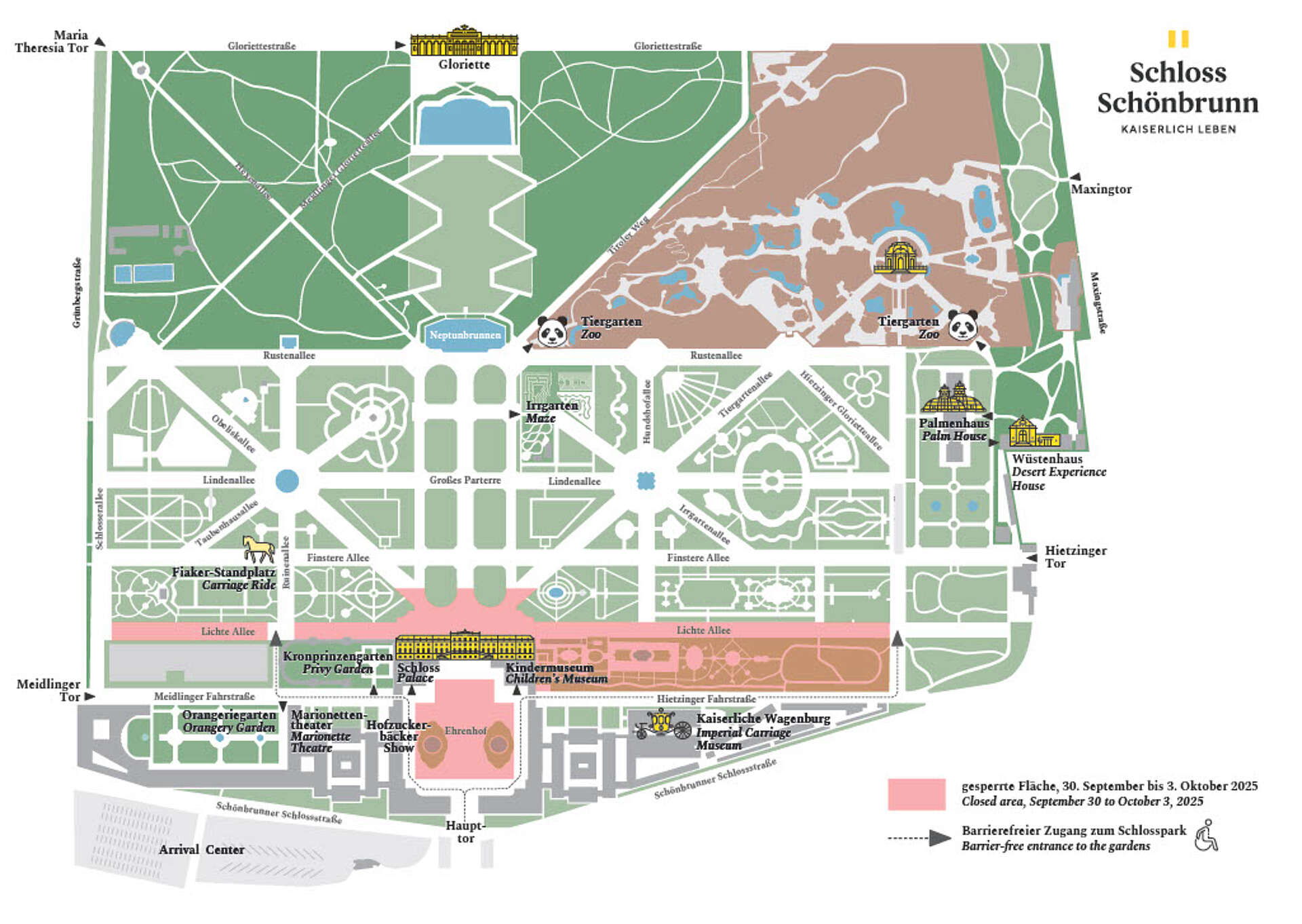 Zugangsplan zu Schloss und Park